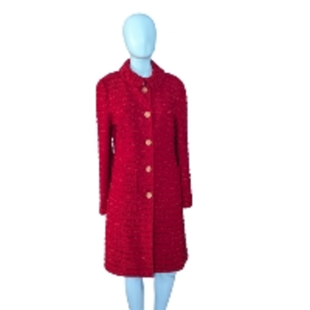 Vibrant Red Mid-Length Trench Coat Classic Style